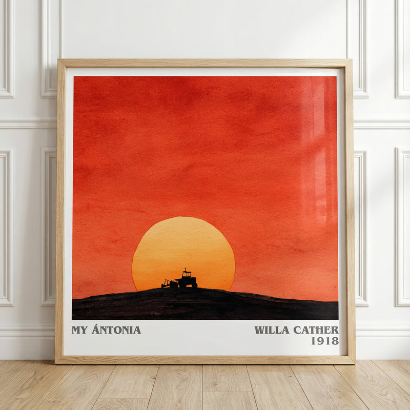 My Ántonia literary print in frame leaning in hallway – classic literature wall art