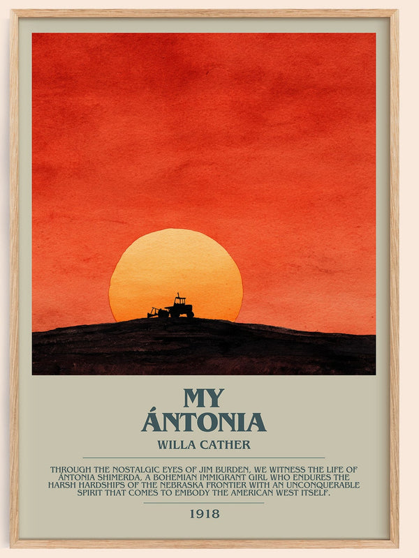 My Ántonia bookish book poster by Willa Cather – framed literary art print