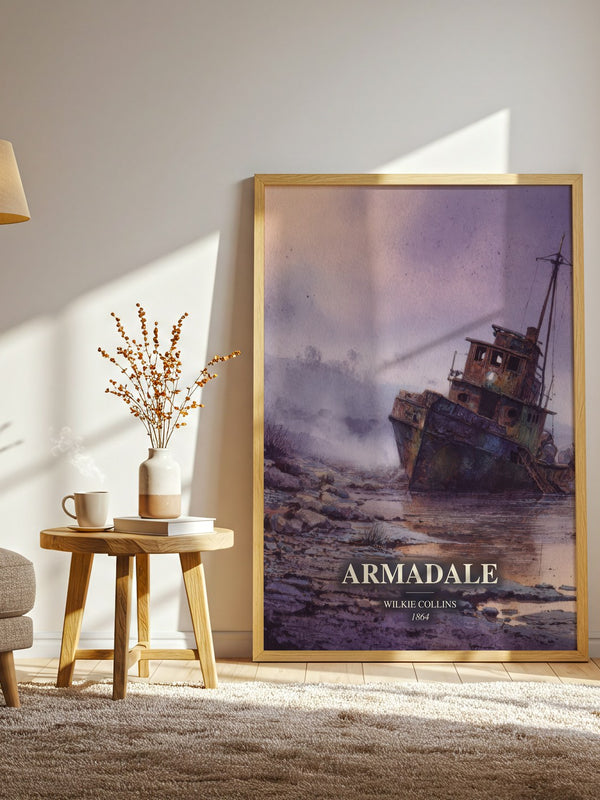 Armadale watercolour print in frame leaning in hallway – mystery wall art