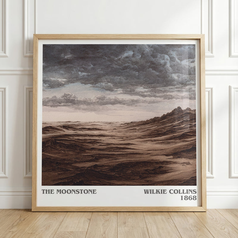 The Moonstone literary print in frame leaning in hallway – mystery wall art