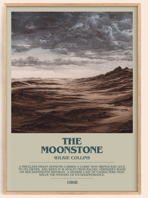 The Moonstone bookish book poster by Wilkie Collins – framed literary art print