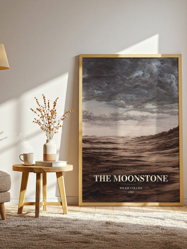 The Moonstone watercolour print in frame leaning in hallway – mystery wall art