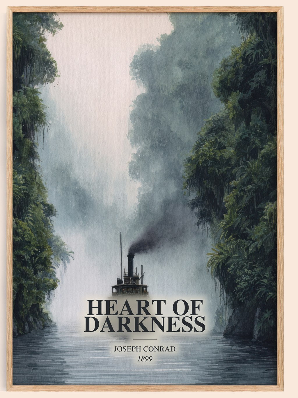 Heart Of Darkness watercolour book poster by Joseph Conrad – framed literary art print