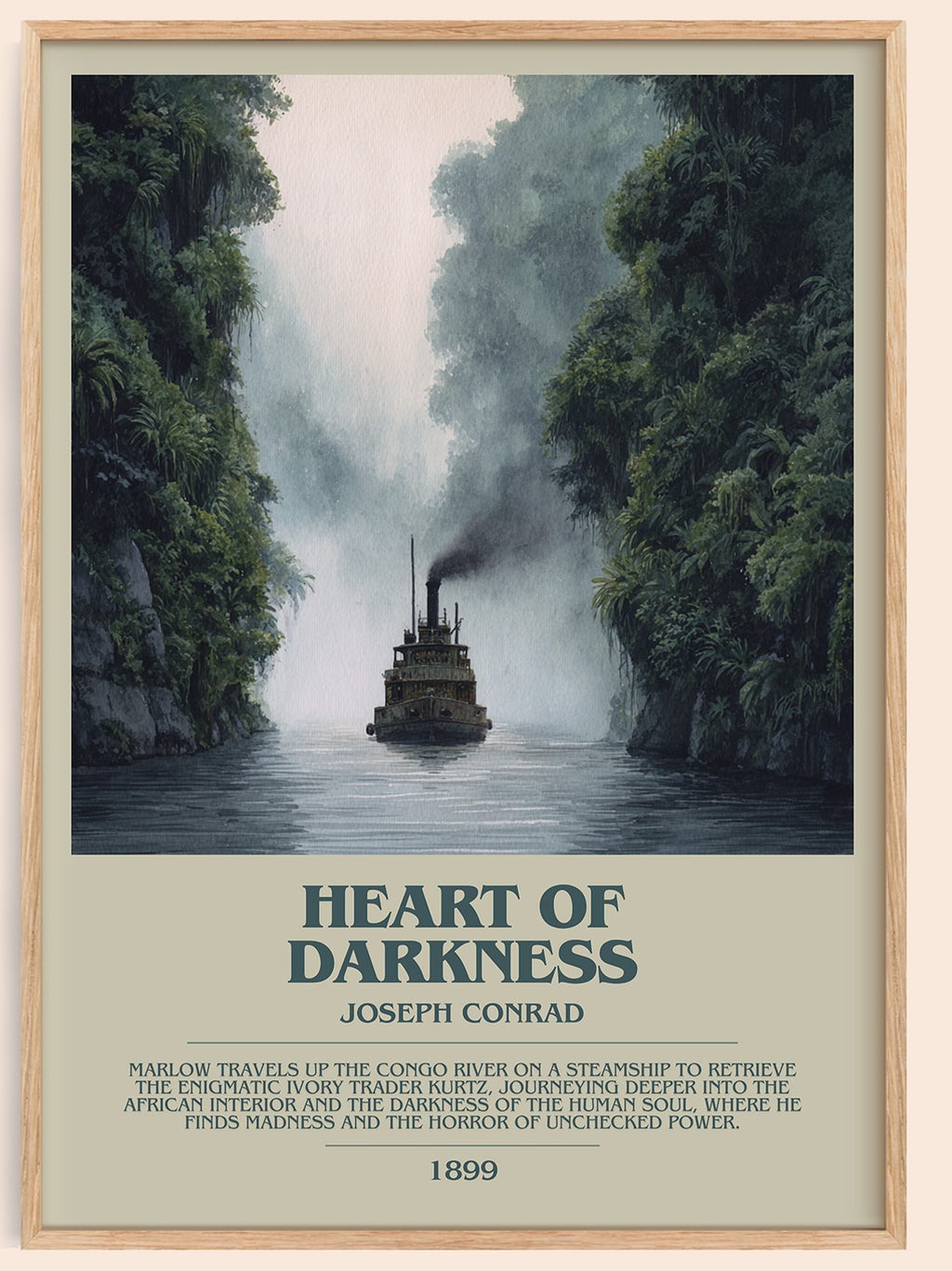Heart of Darkness bookish book poster by Joseph Conrad – framed literary art print
