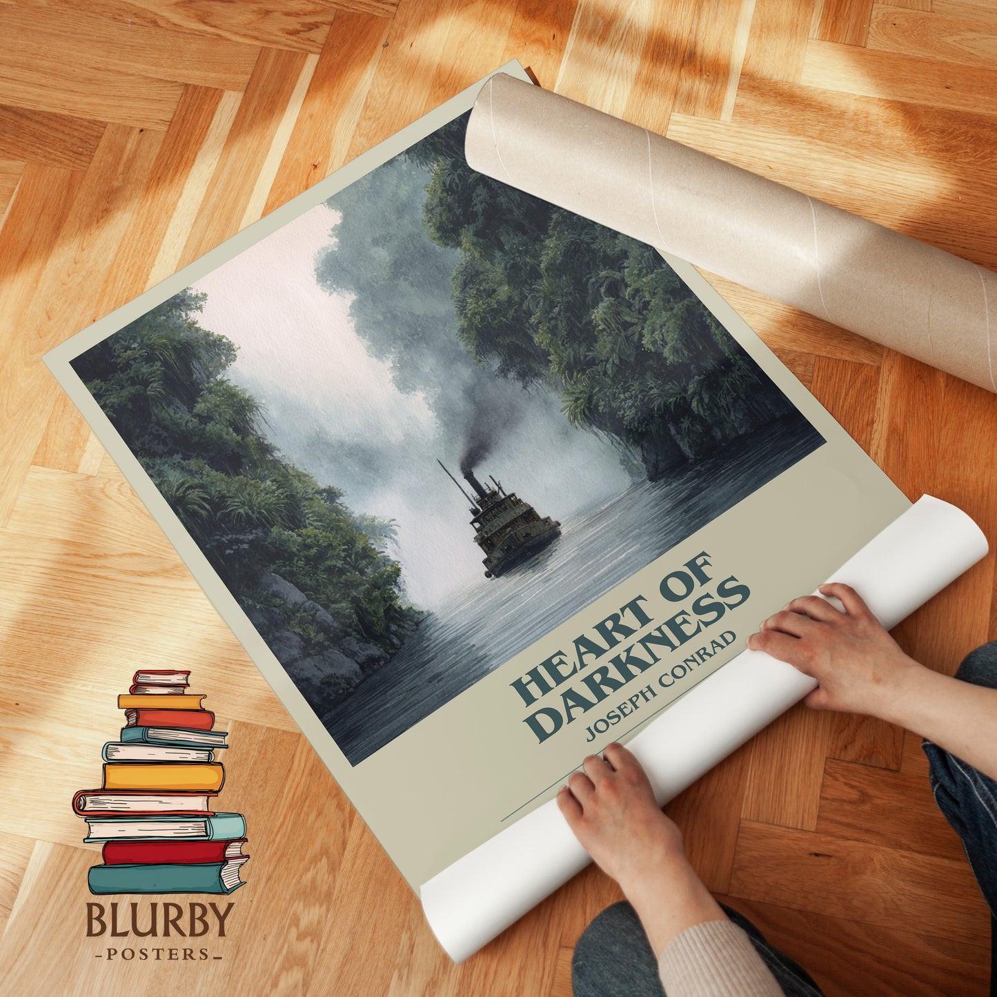 Heart of Darkness bookish print on bookshelf – Joseph Conrad fan gift