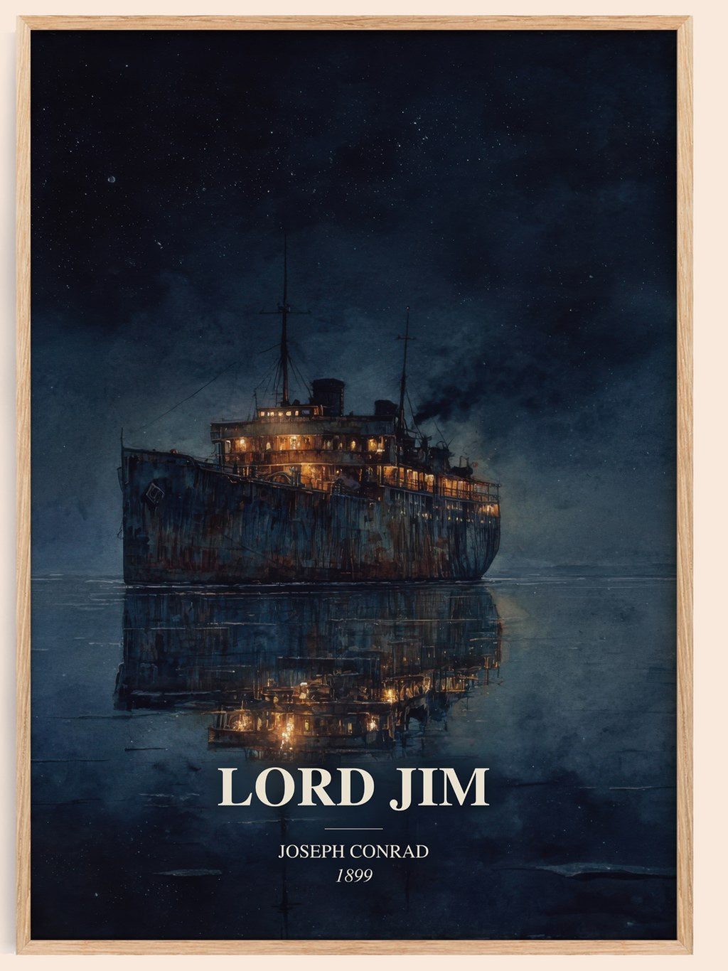 Lord Jim watercolour book poster by Joseph Conrad – framed literary art print