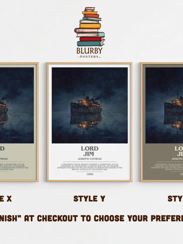 Lord Jim bookish print in frame leaning in hallway – classic literature wall art