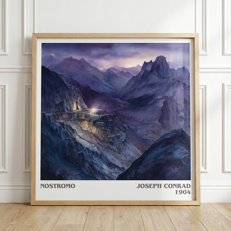 Nostromo literary print in frame leaning in hallway – classic literature wall art