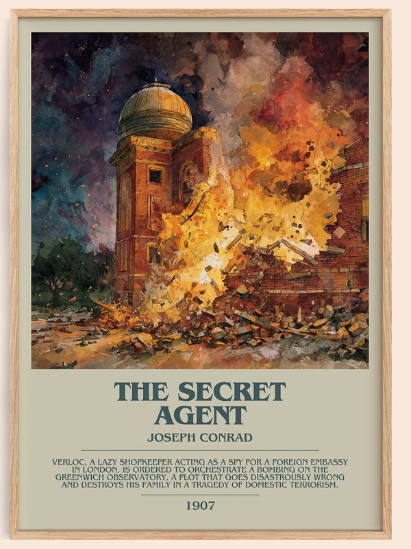 The Secret Agent bookish book poster by Joseph Conrad – framed literary art print