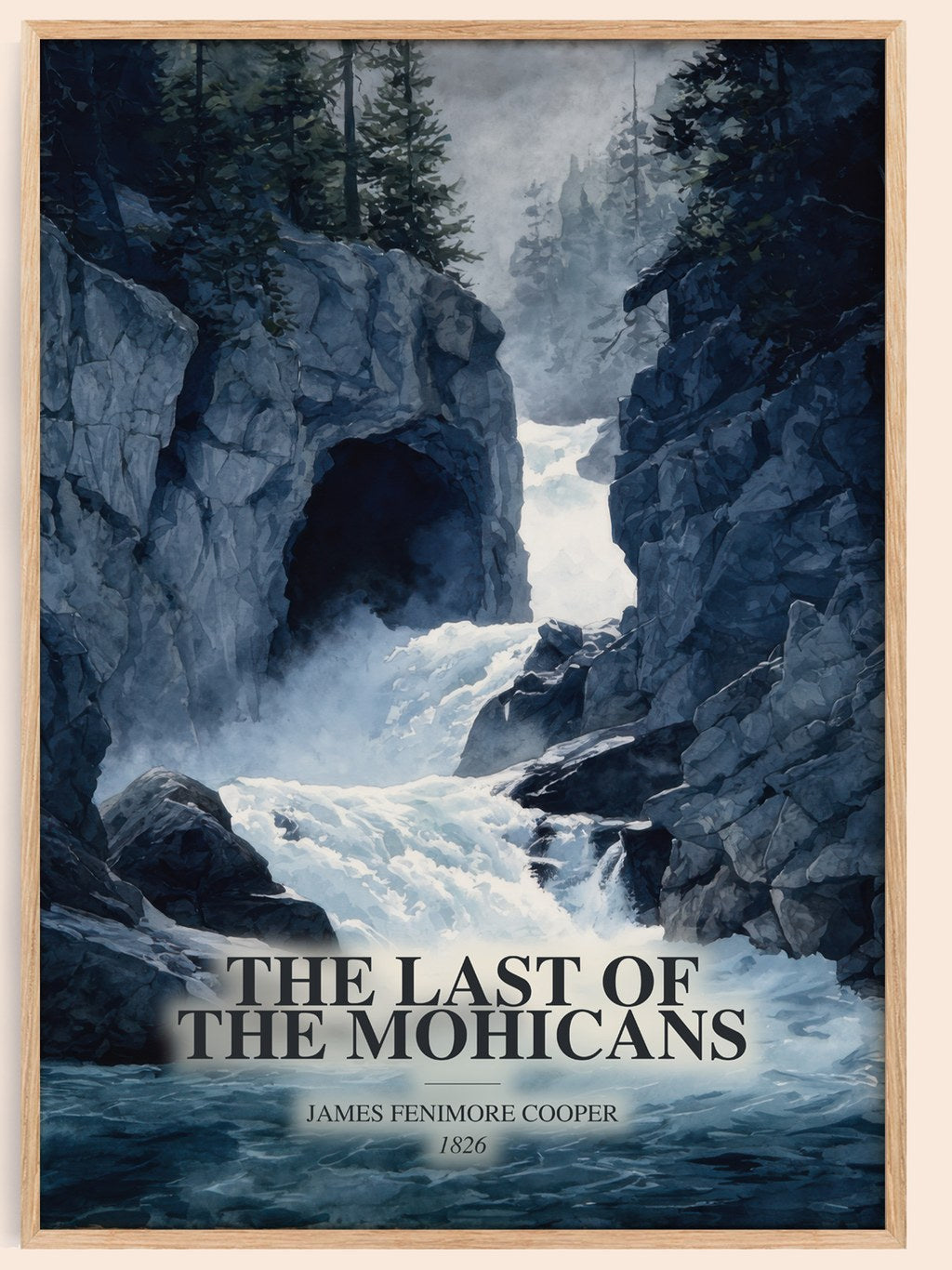 The Last Of The Mohicans watercolour book poster by James Fenimore Cooper – framed literary art print