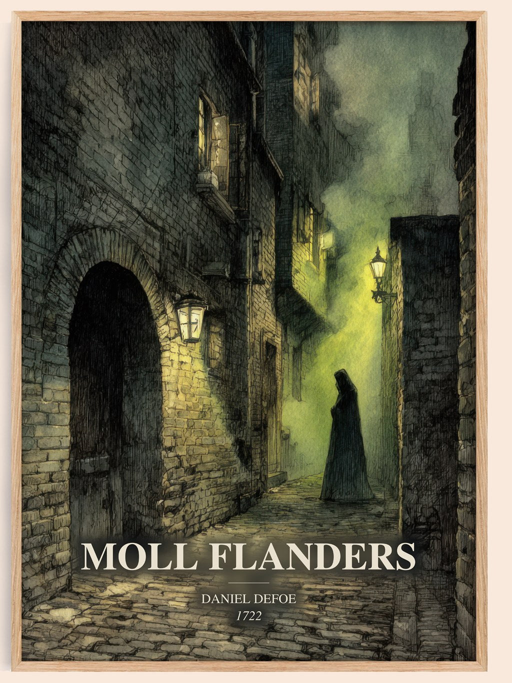 Moll Flanders watercolour book poster by Daniel Defoe – framed literary art print
