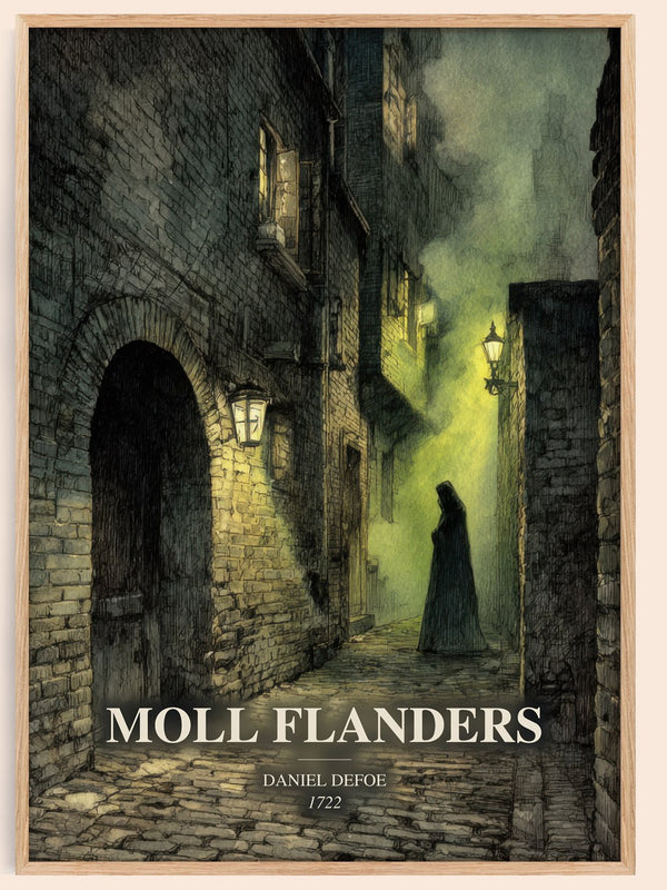 Moll Flanders watercolour book poster by Daniel Defoe – framed literary art print