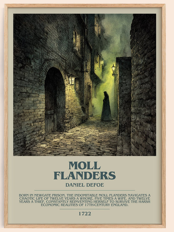 Moll Flanders bookish book poster by Daniel Defoe – framed literary art print