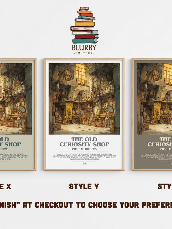 The Old Curiosity Shop bookish print in frame leaning in hallway – classic literature wall art
