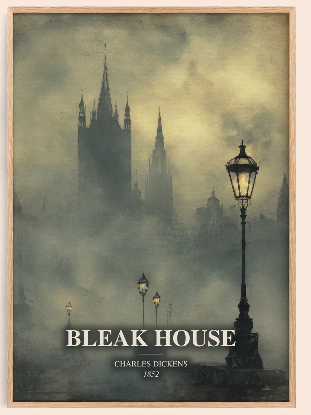 Bleak House watercolour book poster by Charles Dickens – framed literary art print