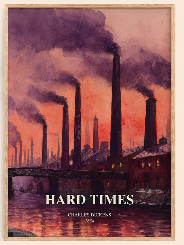 Hard Times watercolour book poster by Charles Dickens – framed literary art print