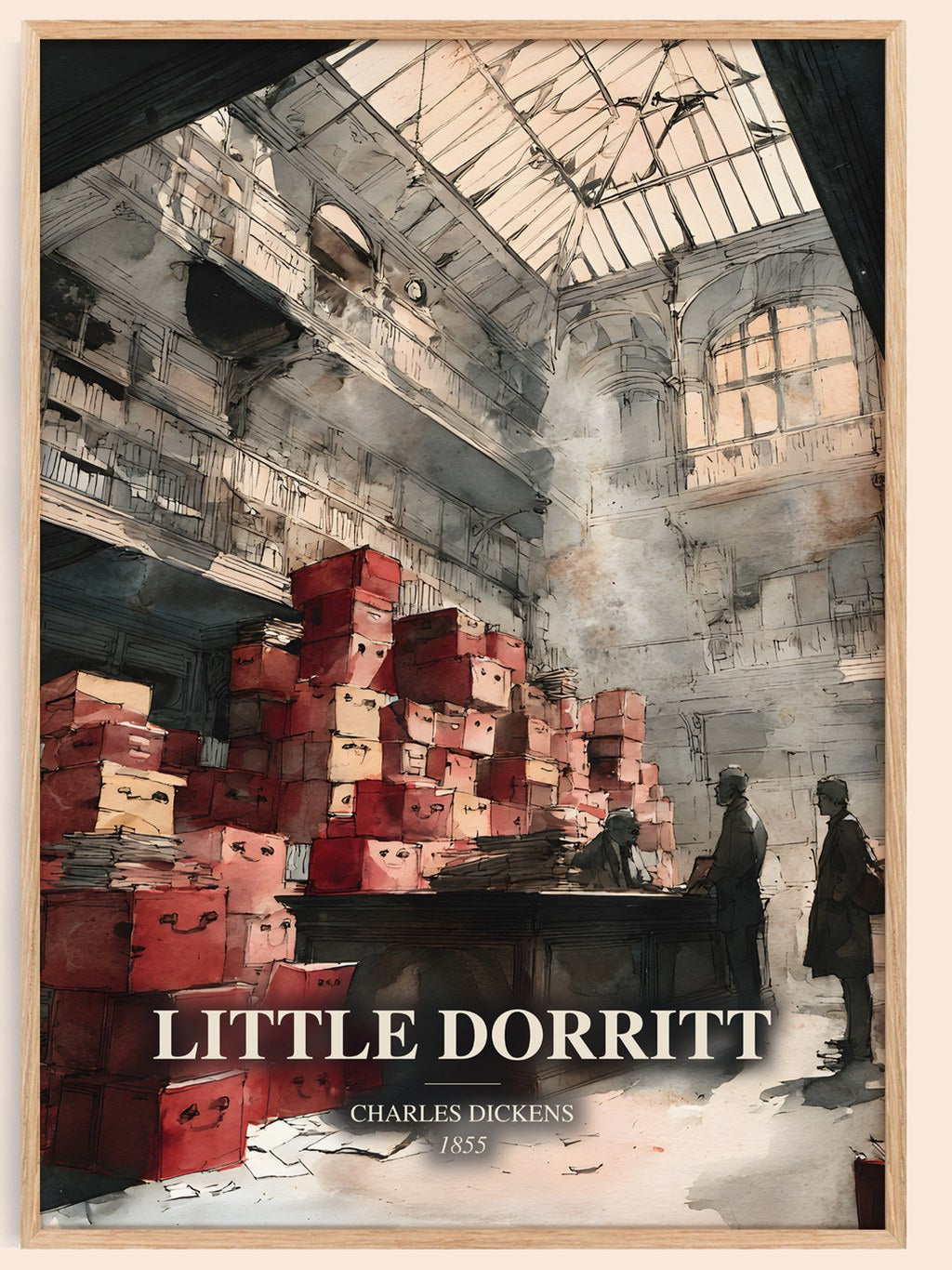 Little Dorritt watercolour book poster by Charles Dickens – framed literary art print