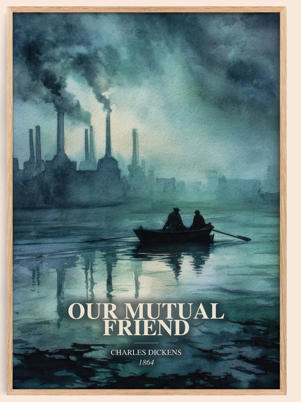 Our Mutual Friend watercolour book poster by Charles Dickens – framed literary art print