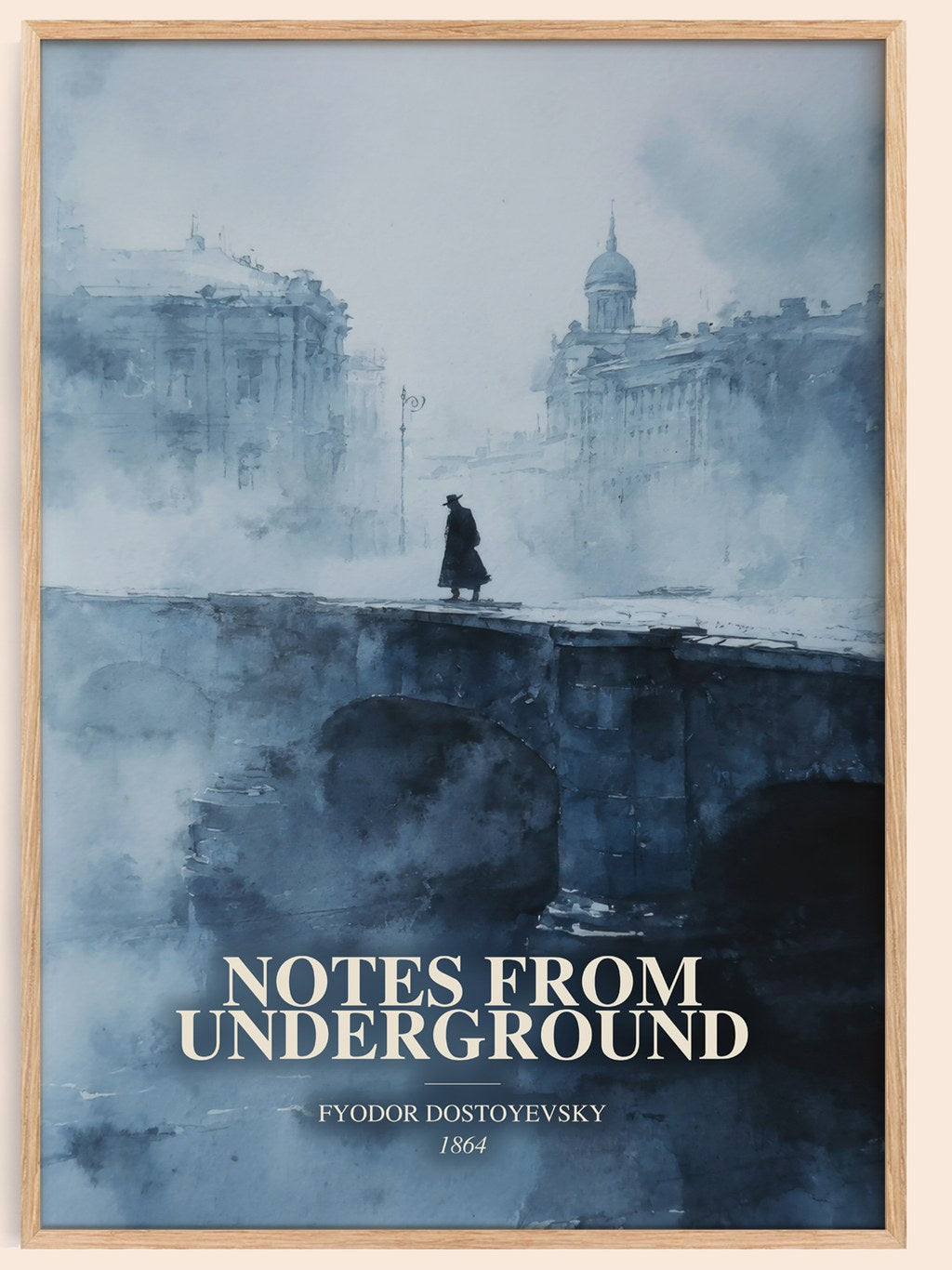 Notes From Underground watercolour book poster by Fyodor Dostoyevsky – framed literary art print