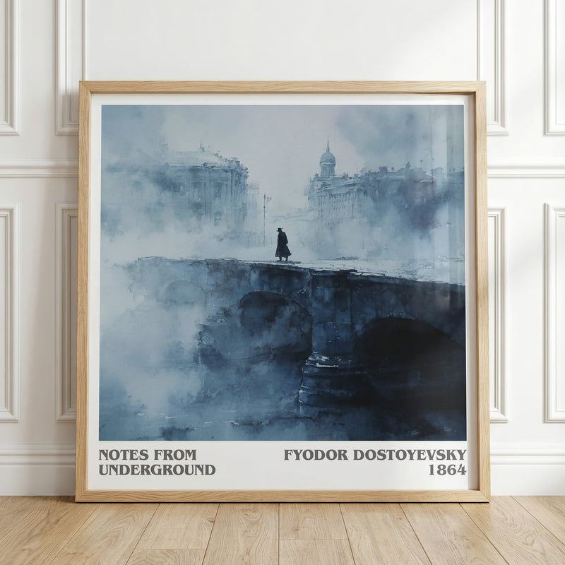 Notes From Underground literary print in frame leaning in hallway – classic literature wall art