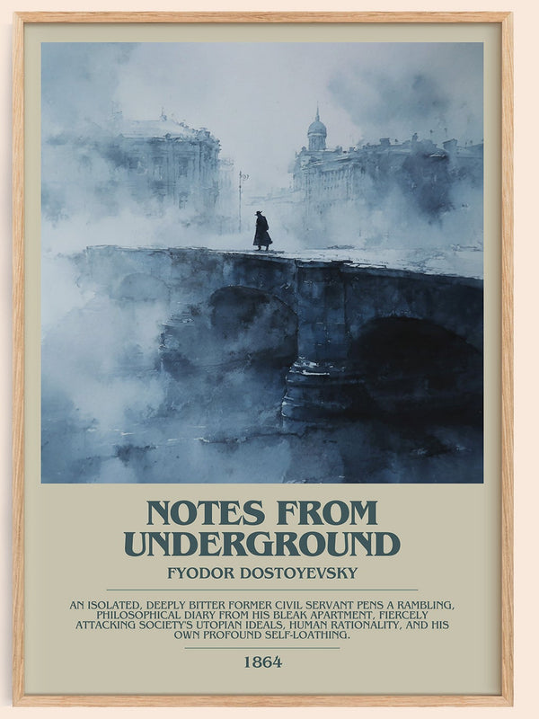 Notes From Underground bookish book poster by Fyodor Dostoyevsky – framed literary art print