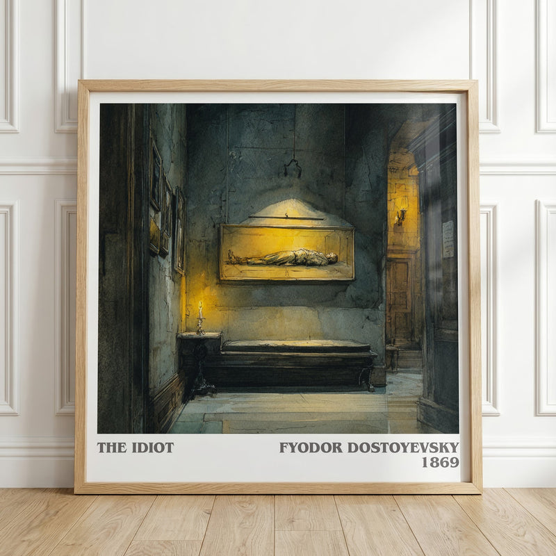 The Idiot literary print in frame leaning in hallway – classic literature wall art