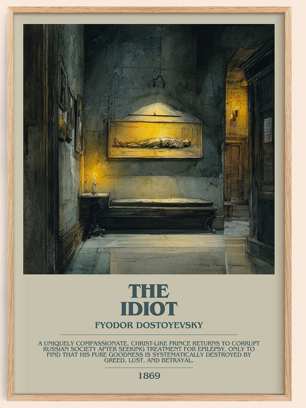 The Idiot bookish book poster by Fyodor Dostoyevsky – framed literary art print