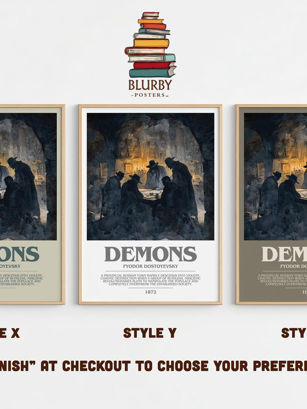 Demons bookish print in frame leaning in hallway – classic literature wall art
