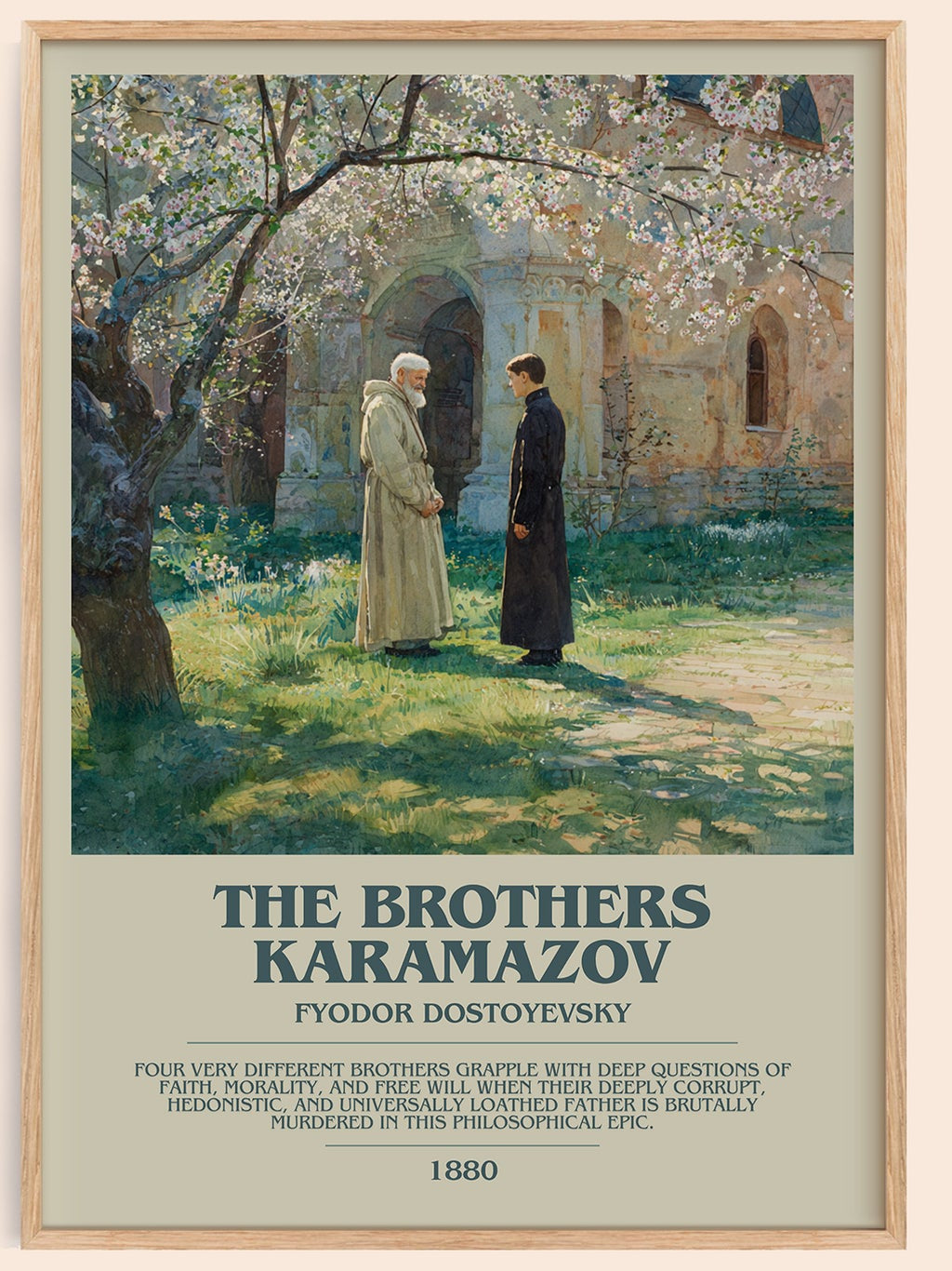 The Brothers Karamazov bookish book poster by Fyodor Dostoyevsky – framed literary art print