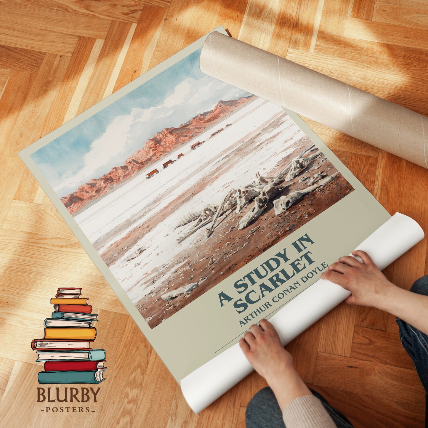 A Study in Scarlet bookish print on bookshelf – Sir Arthur Conan Doyle fan gift