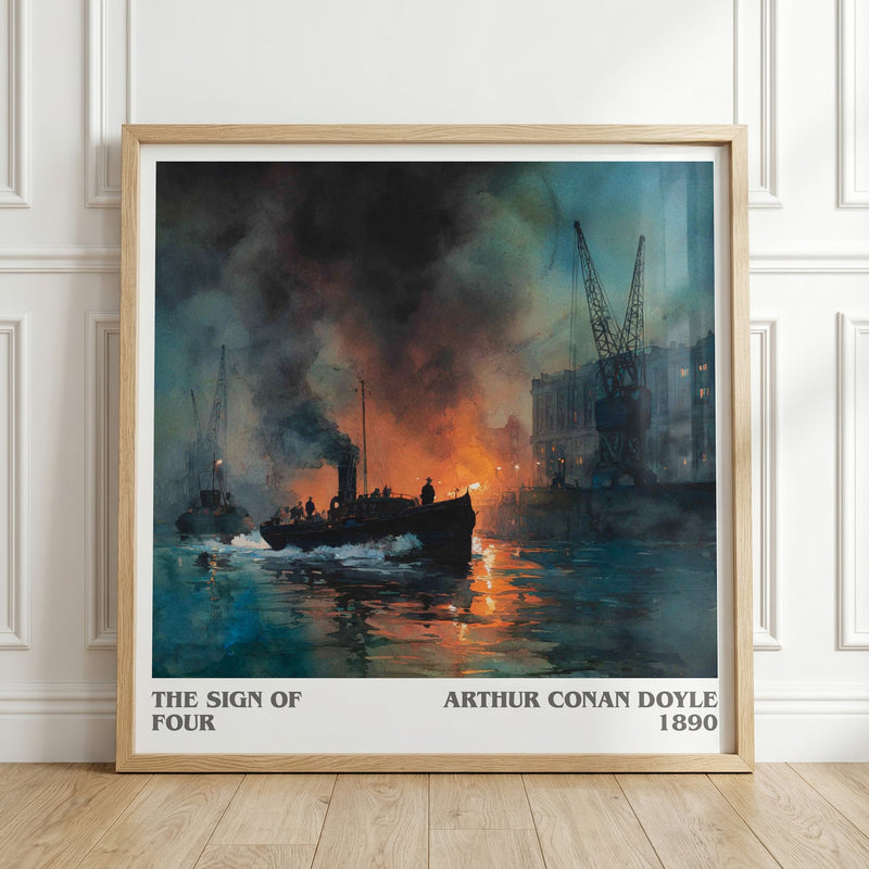 The Sign Of Four literary print in frame leaning in hallway – mystery wall art