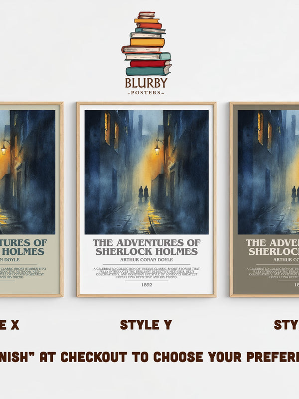 The Adventures of Sherlock Holmes bookish print in frame leaning in hallway – mystery wall art