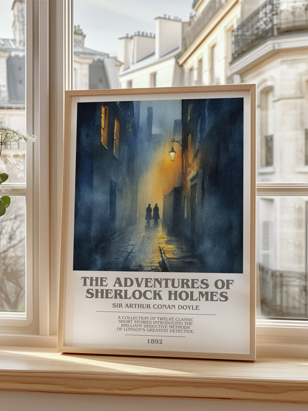 Adventures of Sherlock Holmes Bookish Wall Art by S. Doyle – framed print by a bright window