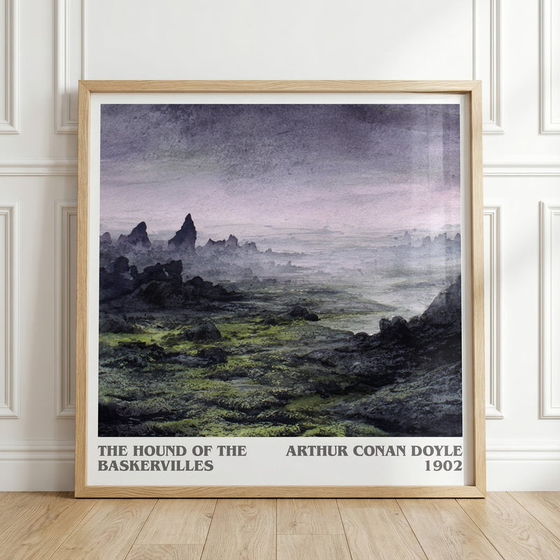The Hound Of The Baskervilles literary print in frame leaning in hallway – mystery wall art