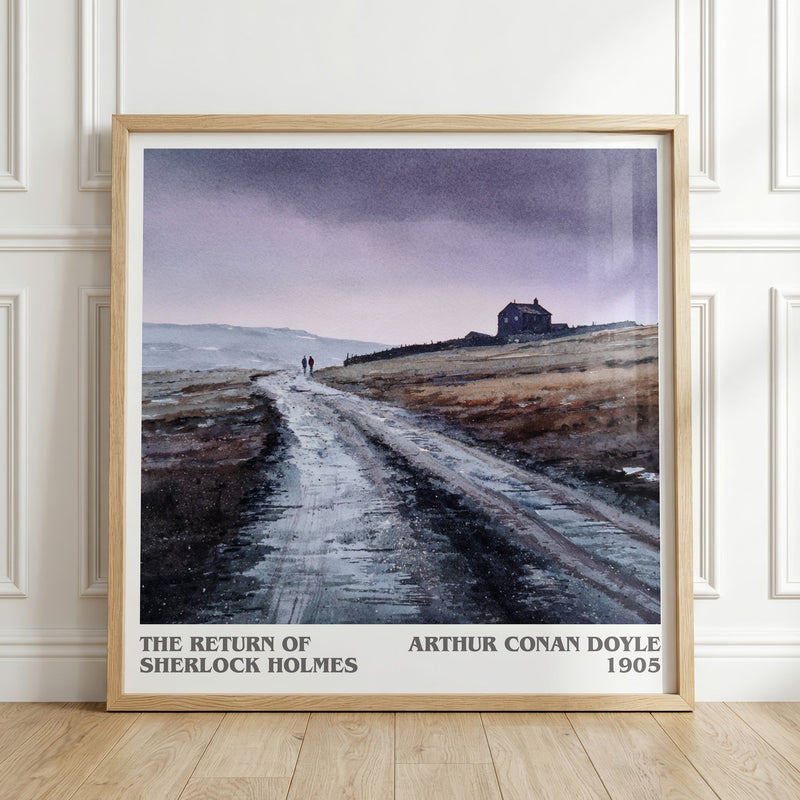 The Return Of Sherlock Holmes literary print in frame leaning in hallway – mystery wall art