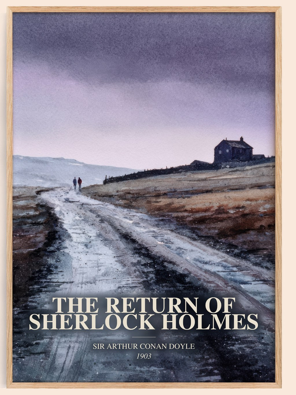 The Return Of Sherlock Holmes watercolour book poster by Sir Arthur Conan Doyle – framed literary art print