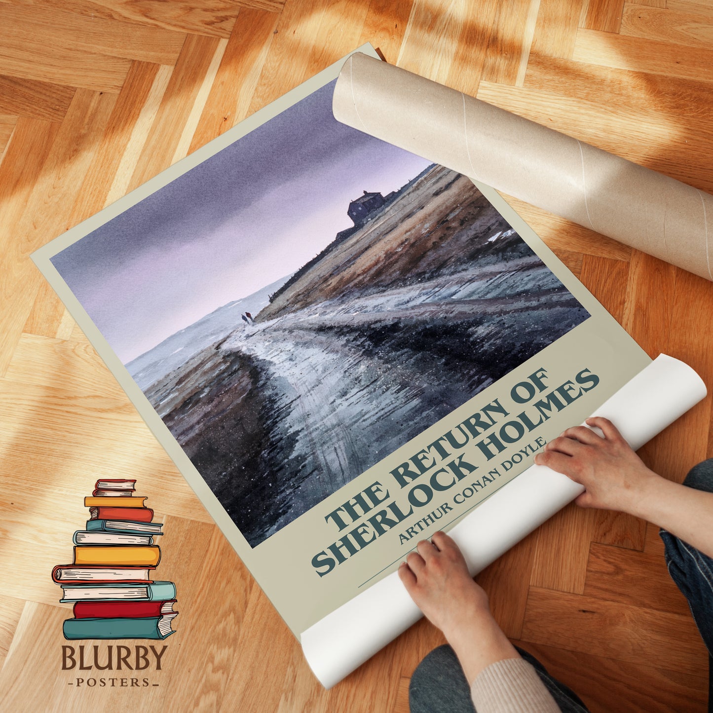 The Return Of Sherlock Holmes bookish print on bookshelf – Arthur Conan Doyle fan gift