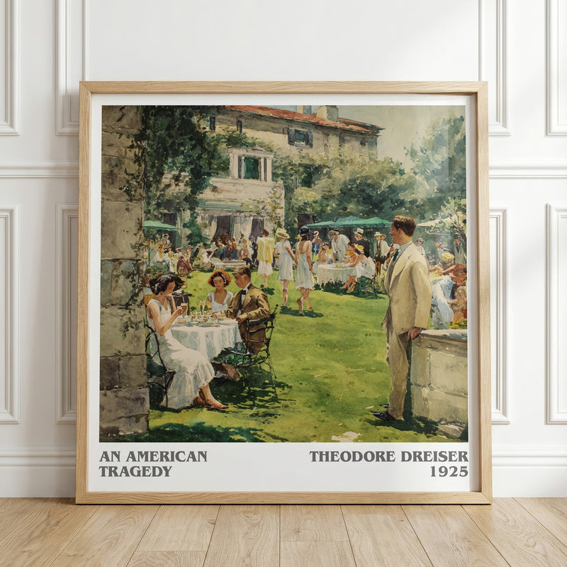 An American Tragedy literary print in frame leaning in hallway – classic literature wall art