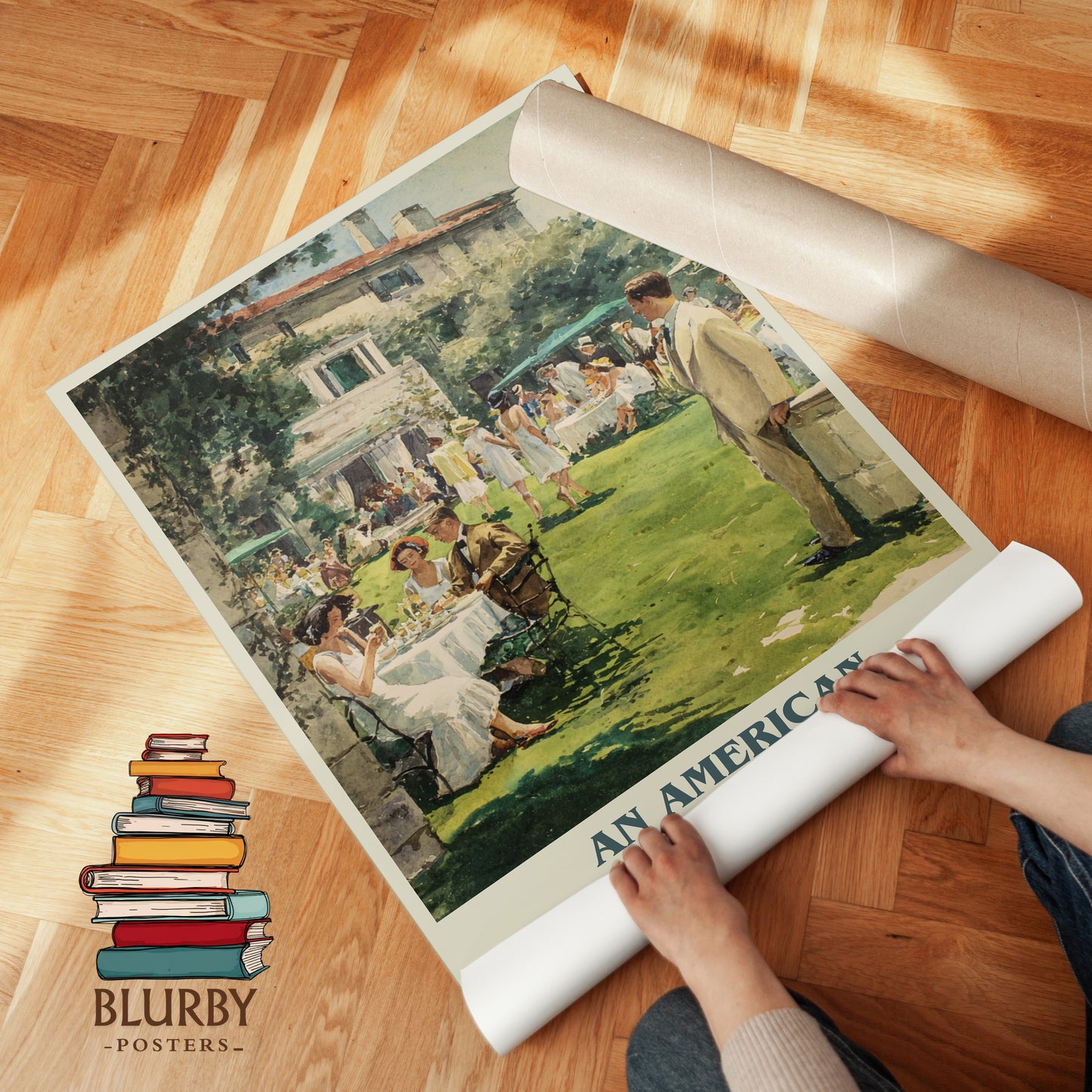 An American Tragedy book cover print on bookshelf – Theodore Dreiser fan gift