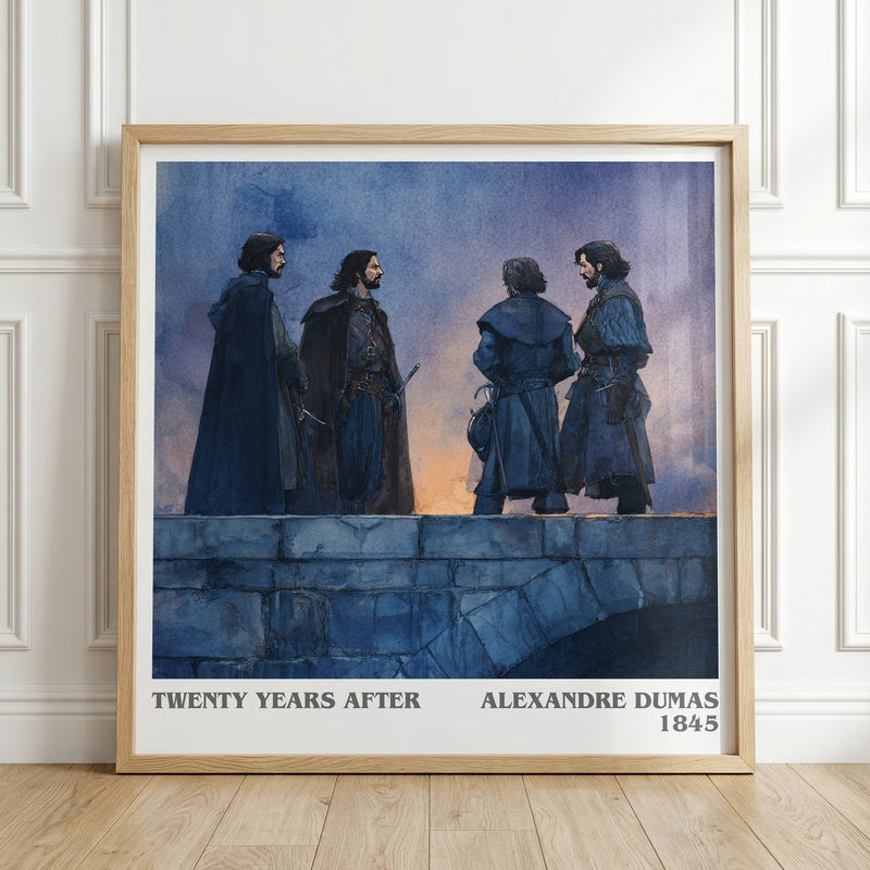 Twenty Years After literary print in frame leaning in hallway – adventure wall art