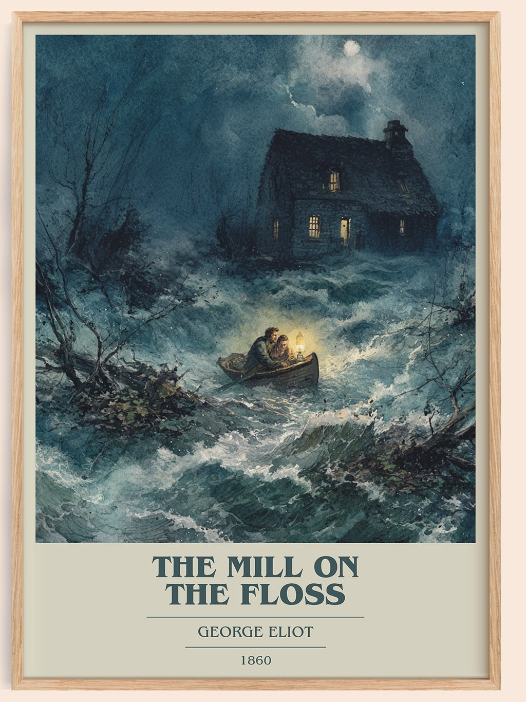 The Mill On The Floss book cover book poster by George Eliot – framed literary art print