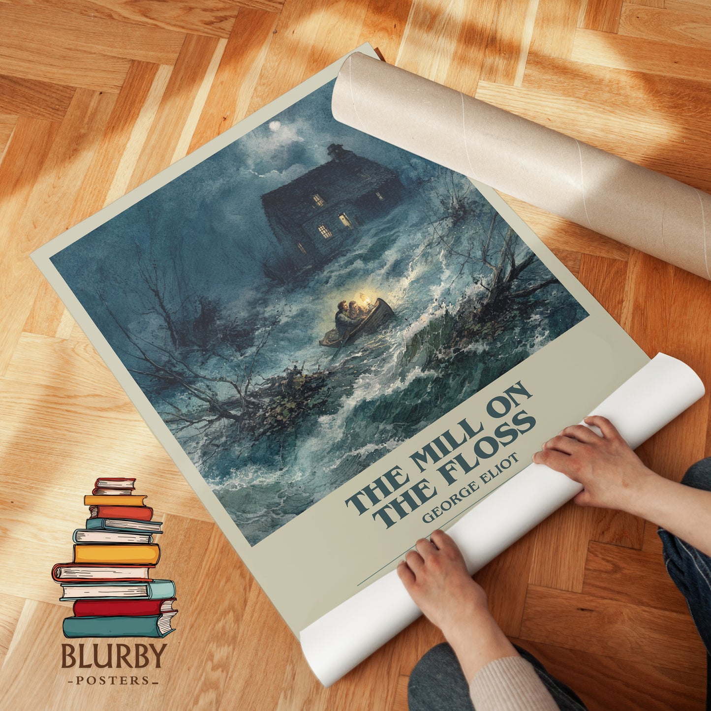 The Mill On The Floss bookish print on bookshelf – George Eliot fan gift