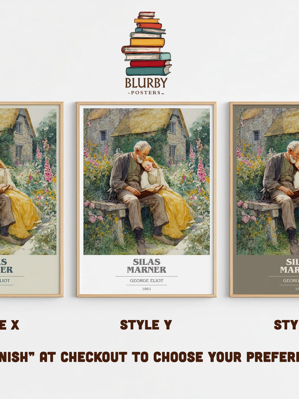 Silas Marner book cover print in frame leaning in hallway – classic literature wall art