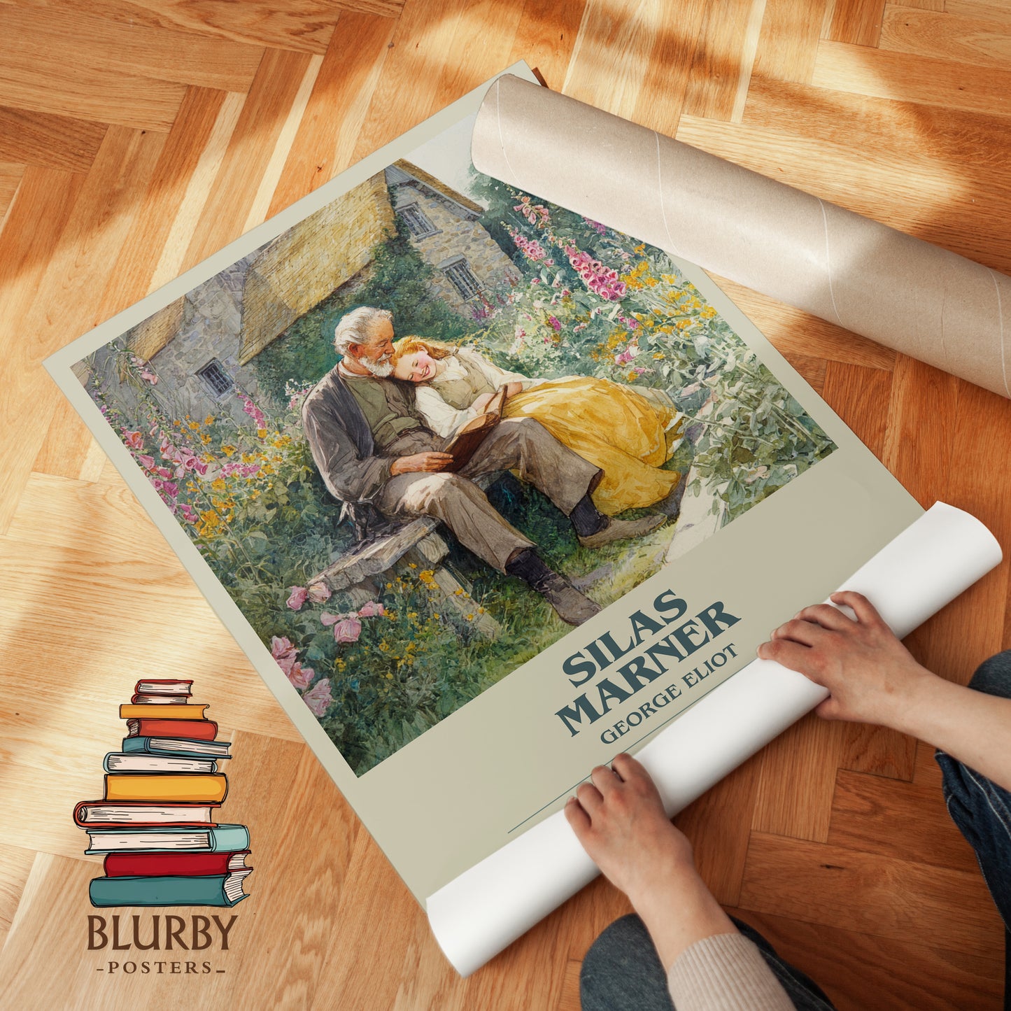 Silas Marner bookish print on bookshelf – George Eliot fan gift