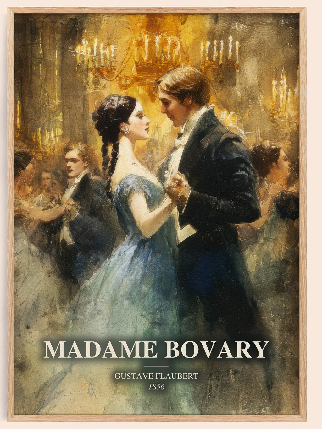 Madame Bovary watercolour book poster by Gustave Flaubert – framed literary art print