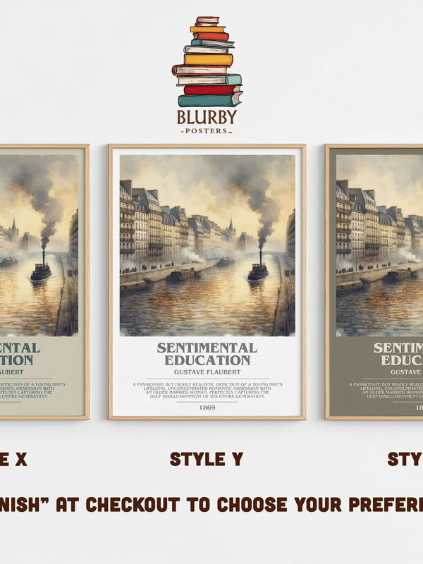 Sentimental Education bookish print in frame leaning in hallway – romance wall art