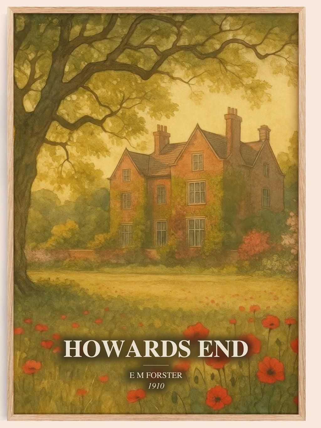 Howards End watercolour book poster by E M Forster – framed literary art print
