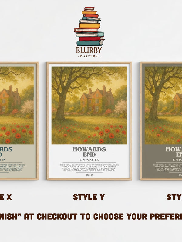 Howards End bookish print in frame leaning in hallway – classic literature wall art