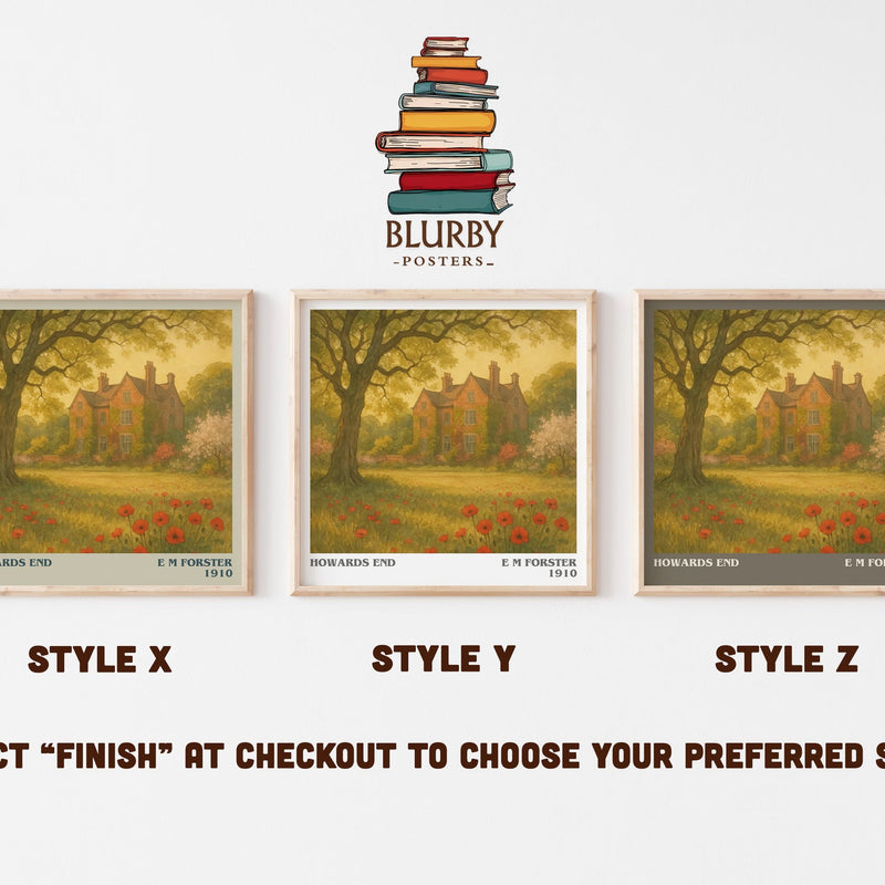 Howards End literary print in frame leaning in hallway – classic literature wall art