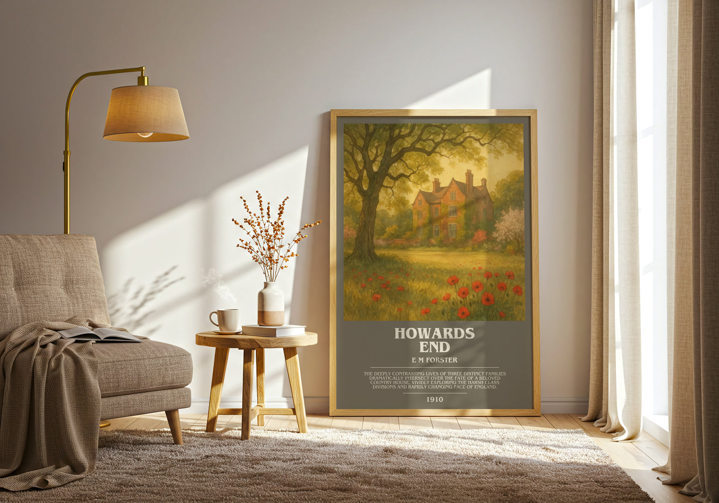 Howards End bookish print on bookshelf – E M Forster fan gift
